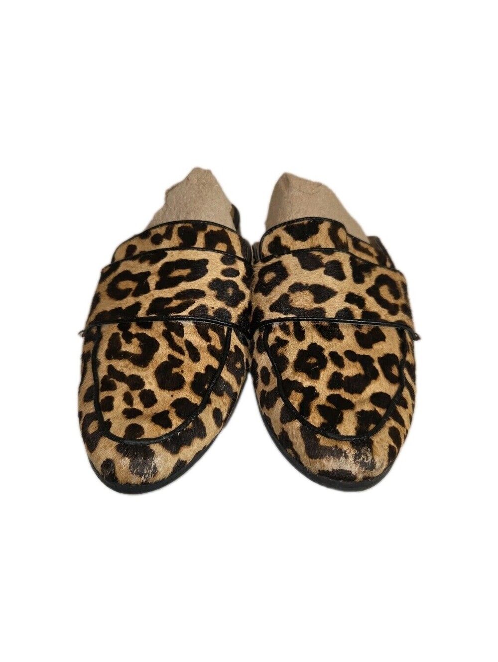 franco sarto shoes women 7.5 Calf Hair Mule Loafer Leopard Print Elevated Casual